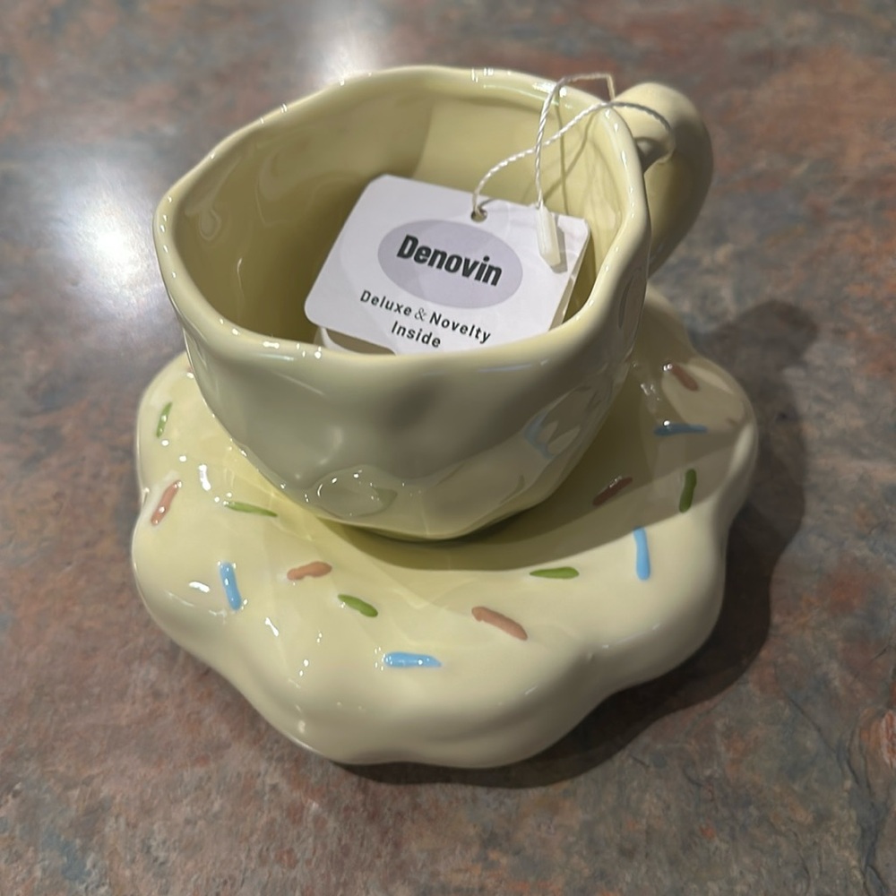 Ceramic Coffee Cup with Sprinkled Donut
